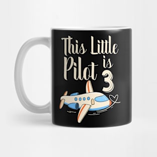 3 Year Old Boy Girl Airplane Pilot 3Rd Birthday Party Mug